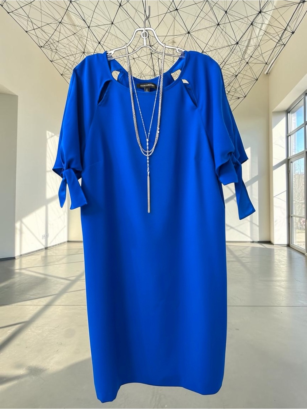 BANANA REPUBLIC Sheath Short Sleeve Royal Blue Dress L